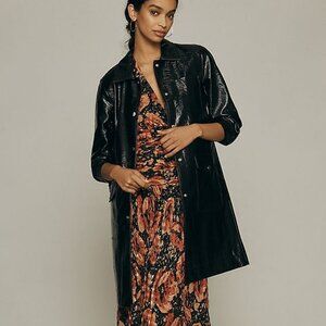 Anthropologie Crinkled Faux Leather Car Coat